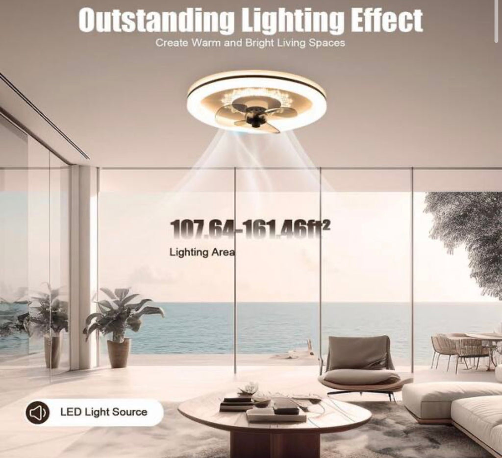 18 in. Modern Crystal Decor LED Ceiling Fan (used)