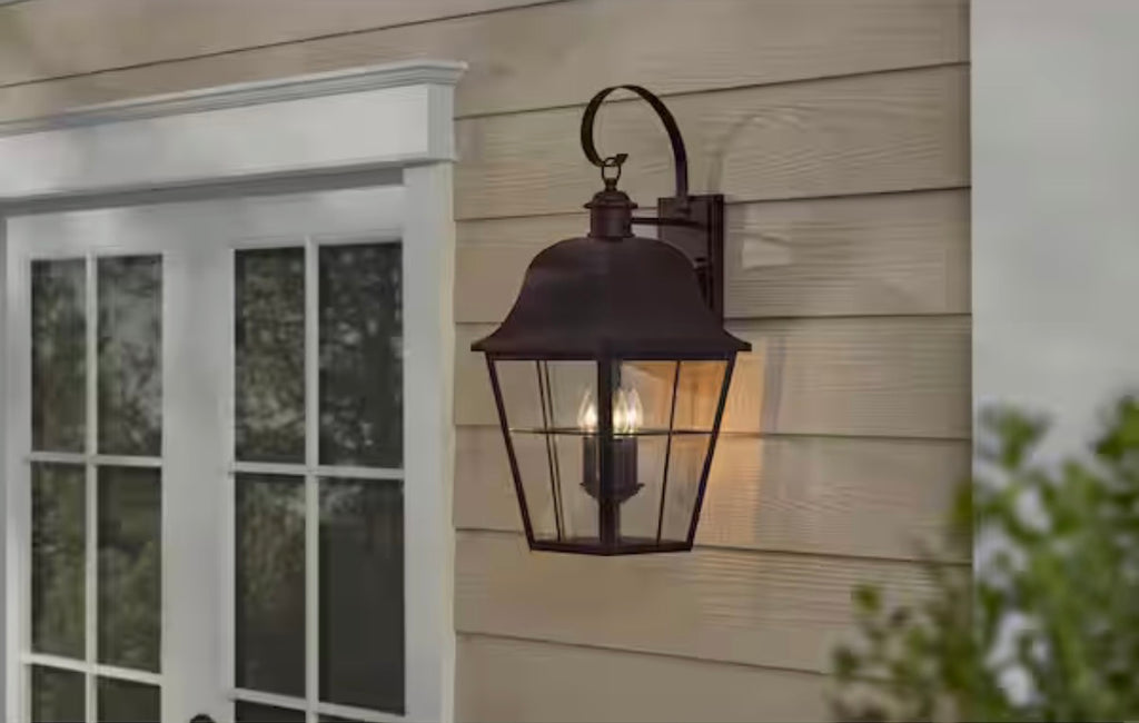 Warwick 28 in. Espresso Bronze Finish Hardwired Outdoor Wall Lantern