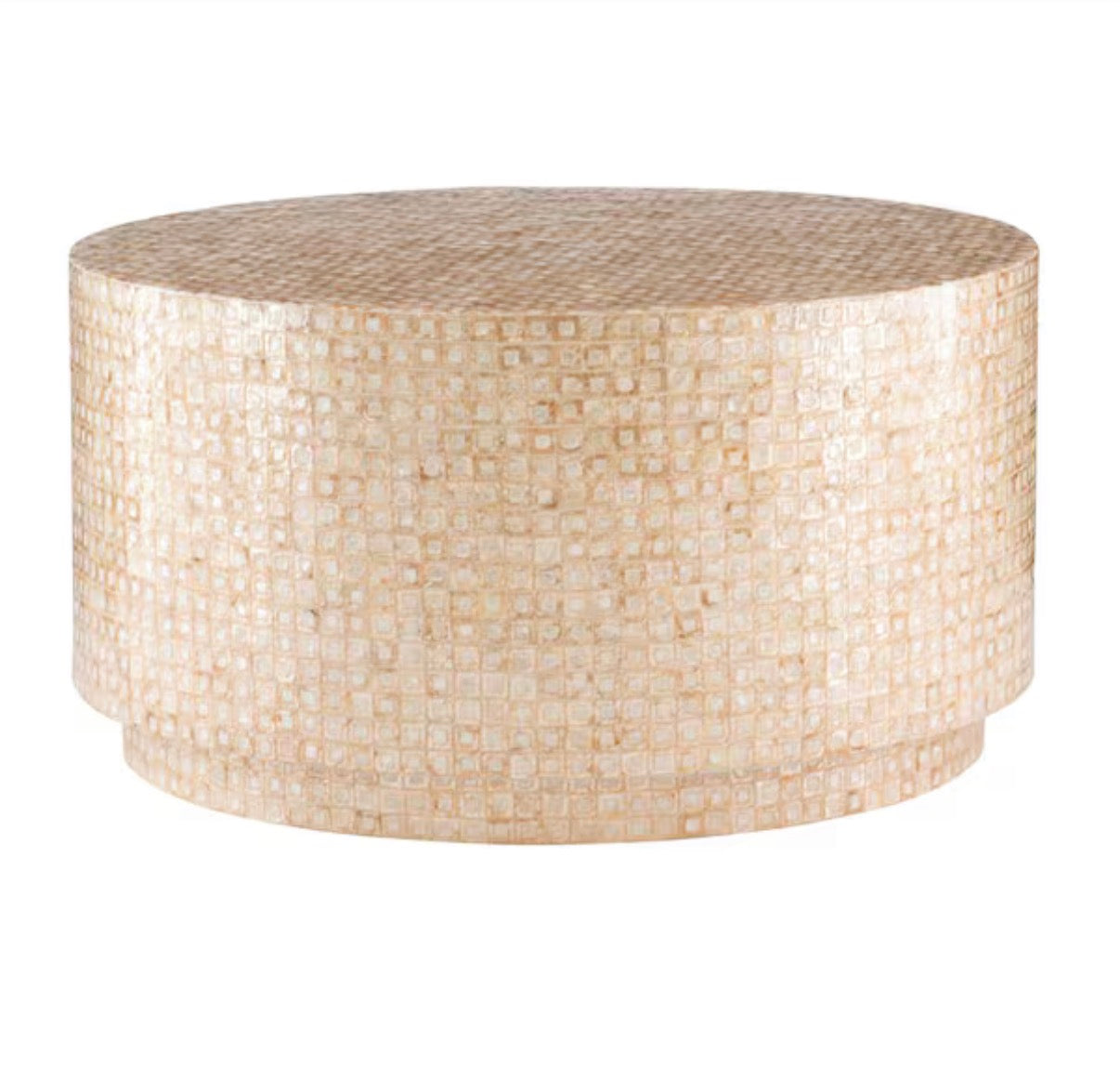 Mina 29.92 in. Gold Round Resin Top Capiz Shell Coffee Table