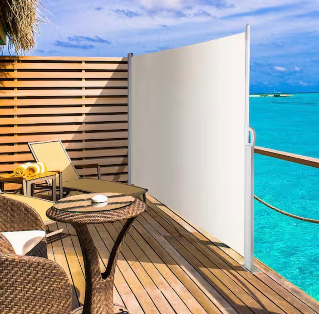 118 in. x 71 in. Retractable Side Awning Patio Screen Room Divider