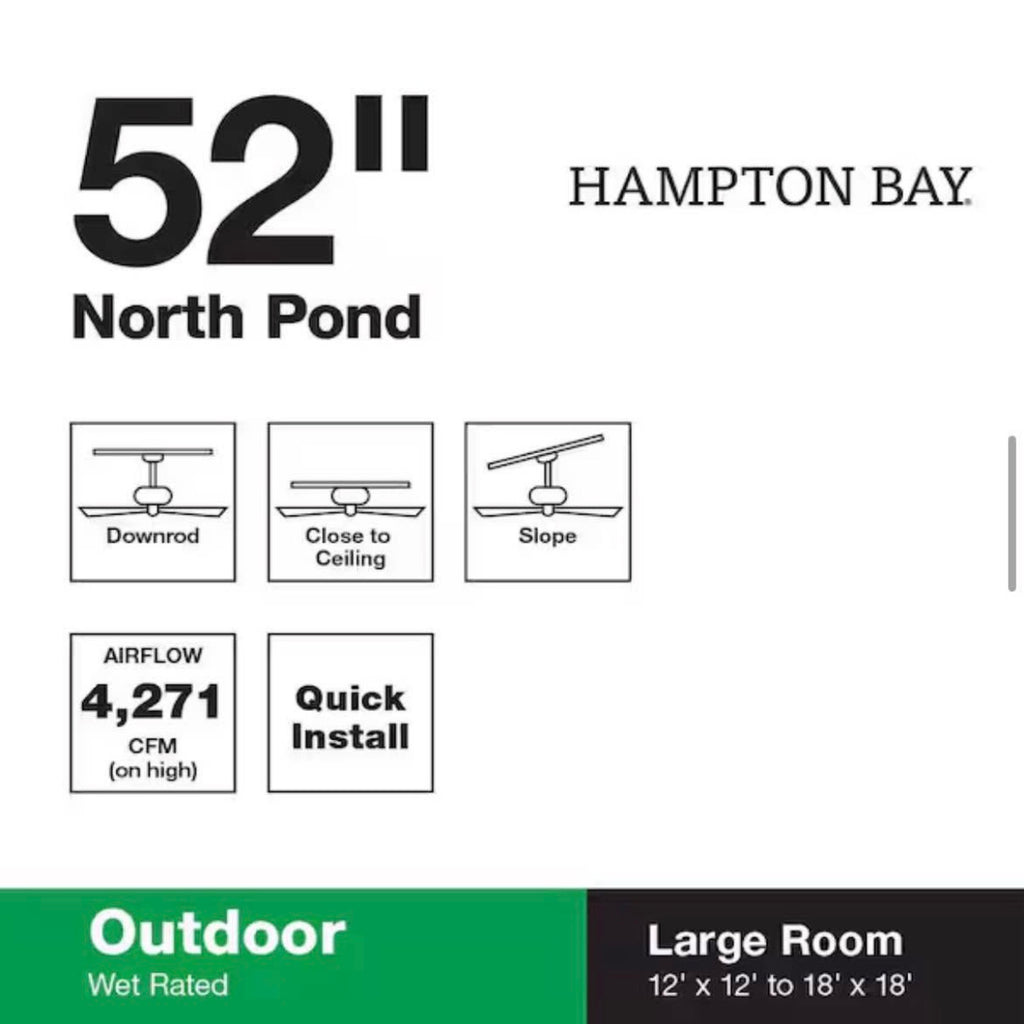 North Pond 52 in Indoor/Outdoor  Ceiling Fan