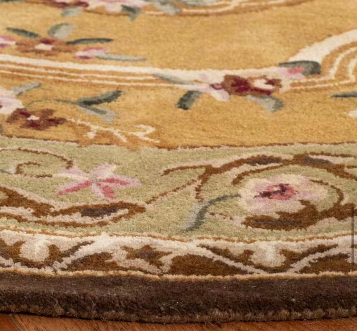Classic Light Gold/Green 5 ft. x 7 ft. Oval Border Area Rug