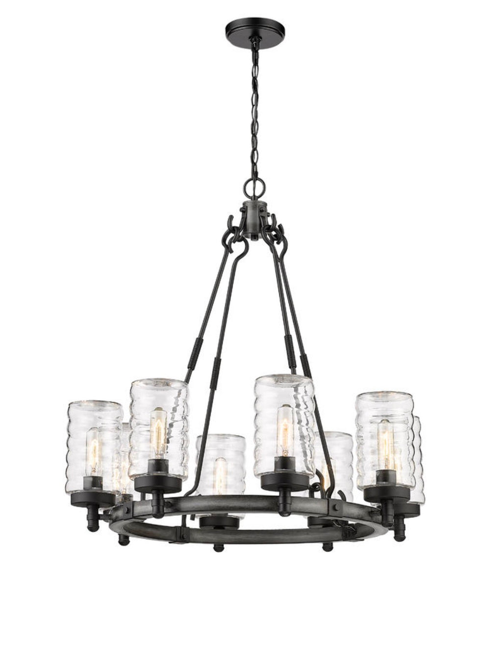 Z-Lite Tahoe Craftsman Ashen Barnboard 8 Light Outdoor Pendant