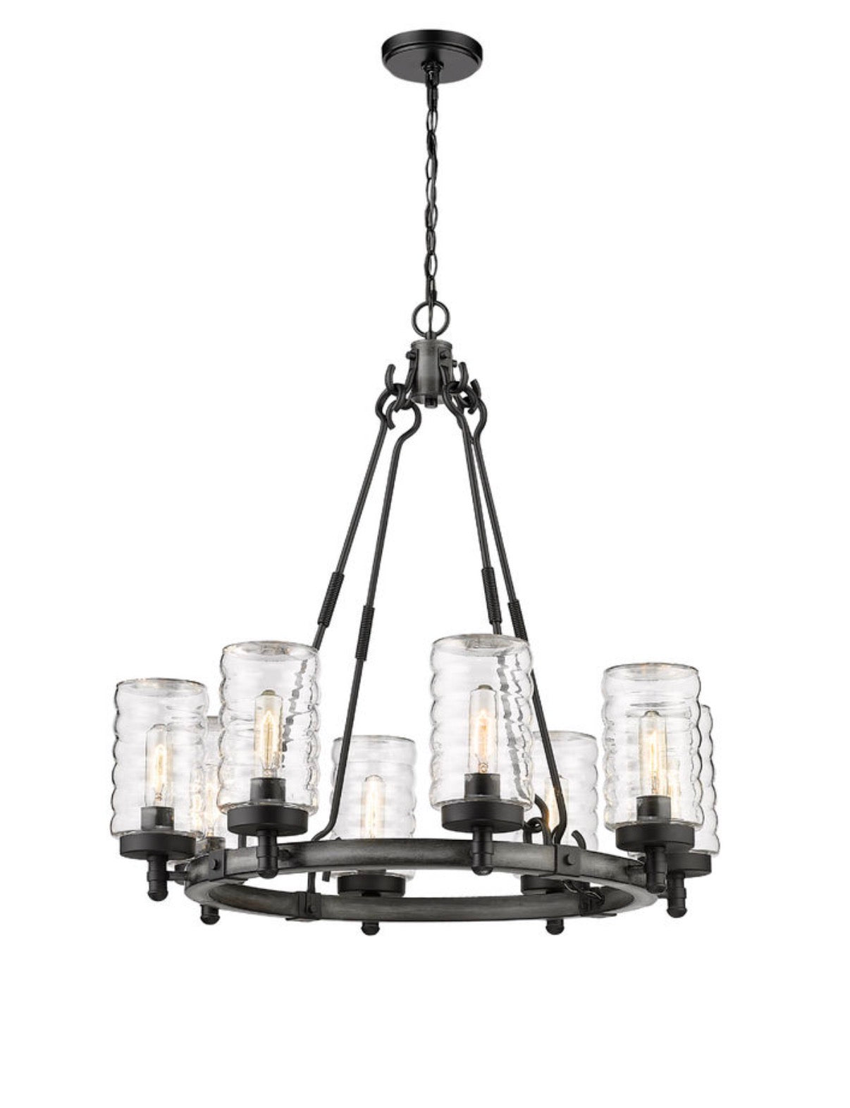 Z-Lite Tahoe Craftsman Ashen Barnboard 8 Light Outdoor Pendant