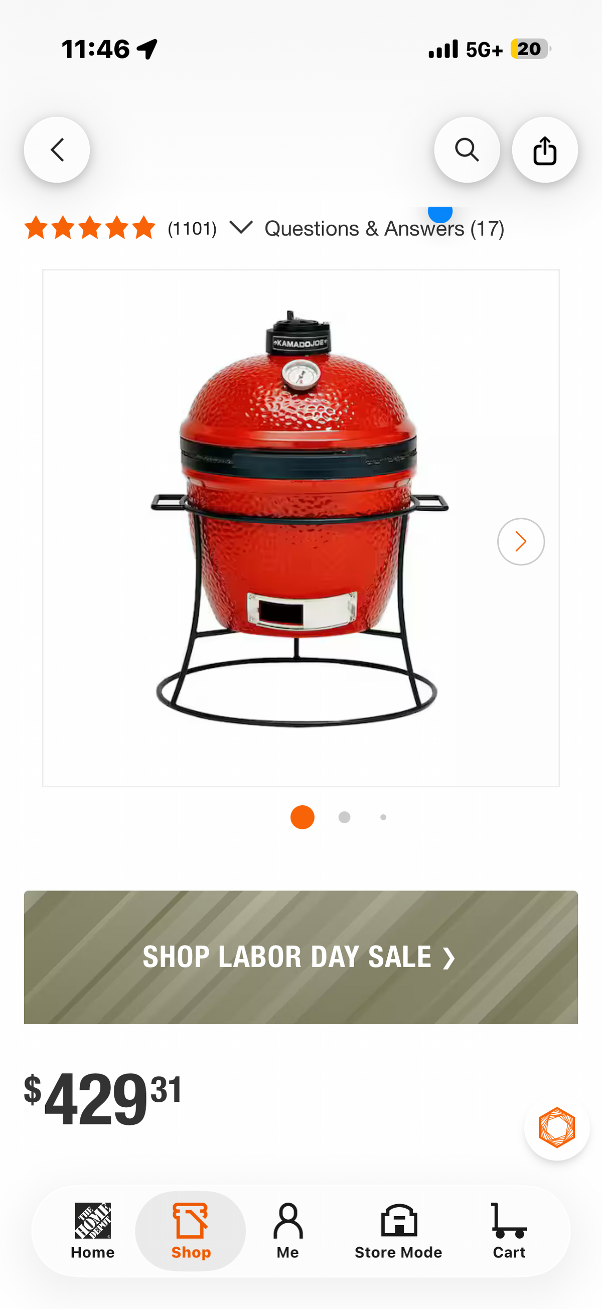 Joe Jr. 13.5 in. Portable Charcoal Grill in Red with Cast Iron Cart