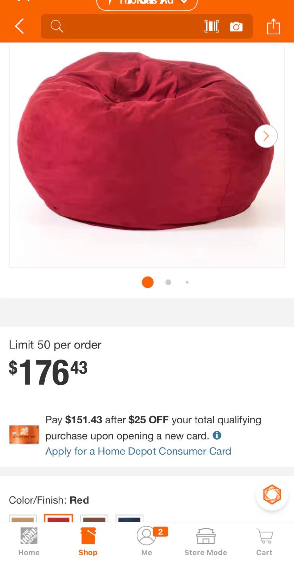 5 ft. Chinese Red Suede Microfiber Double-Stitched Bean Bag