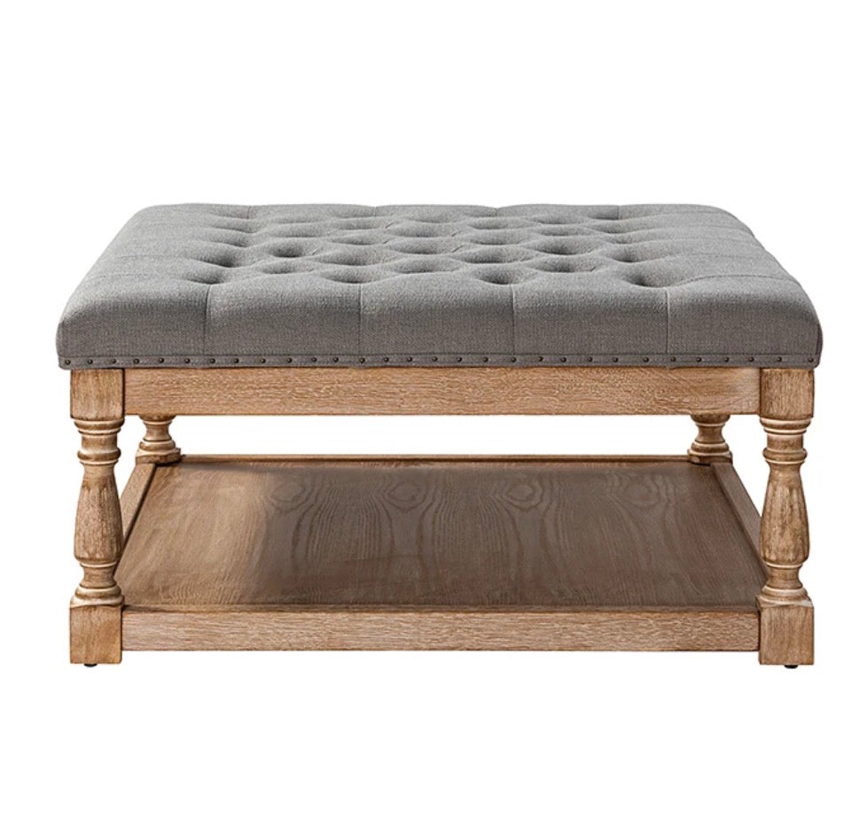 Boyan shelved tufted cocktail ottoman - Gray