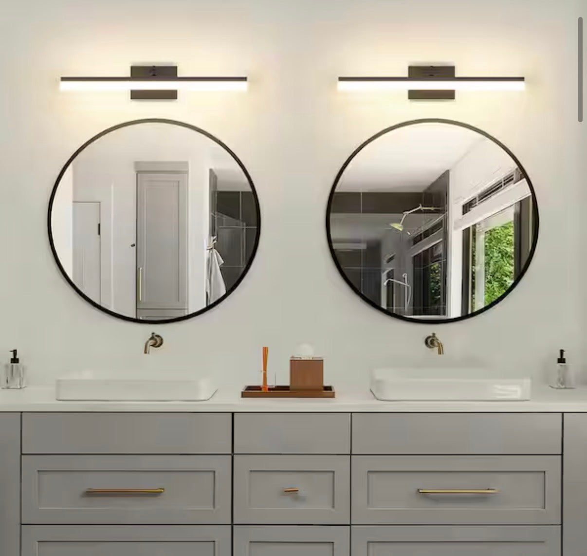23.6 in. 1 Light Black Dimmable LED Vanity Light Bar
