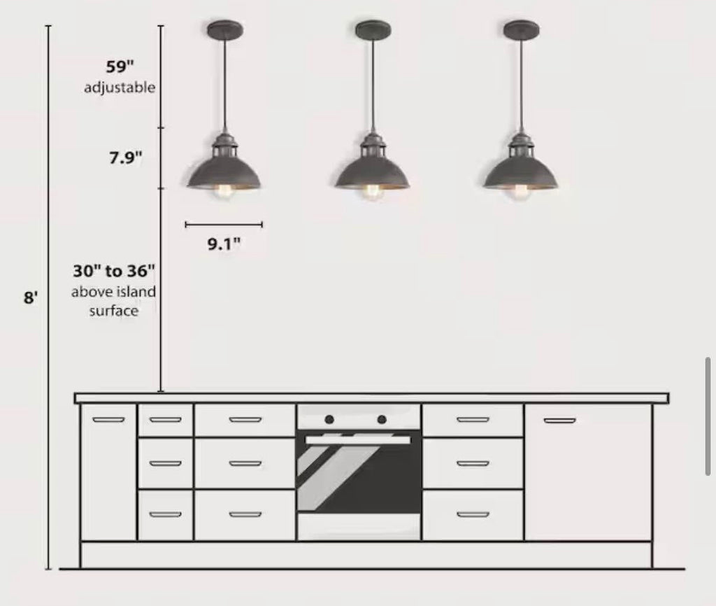 Brushed Silver and Black Island Pendant Light
