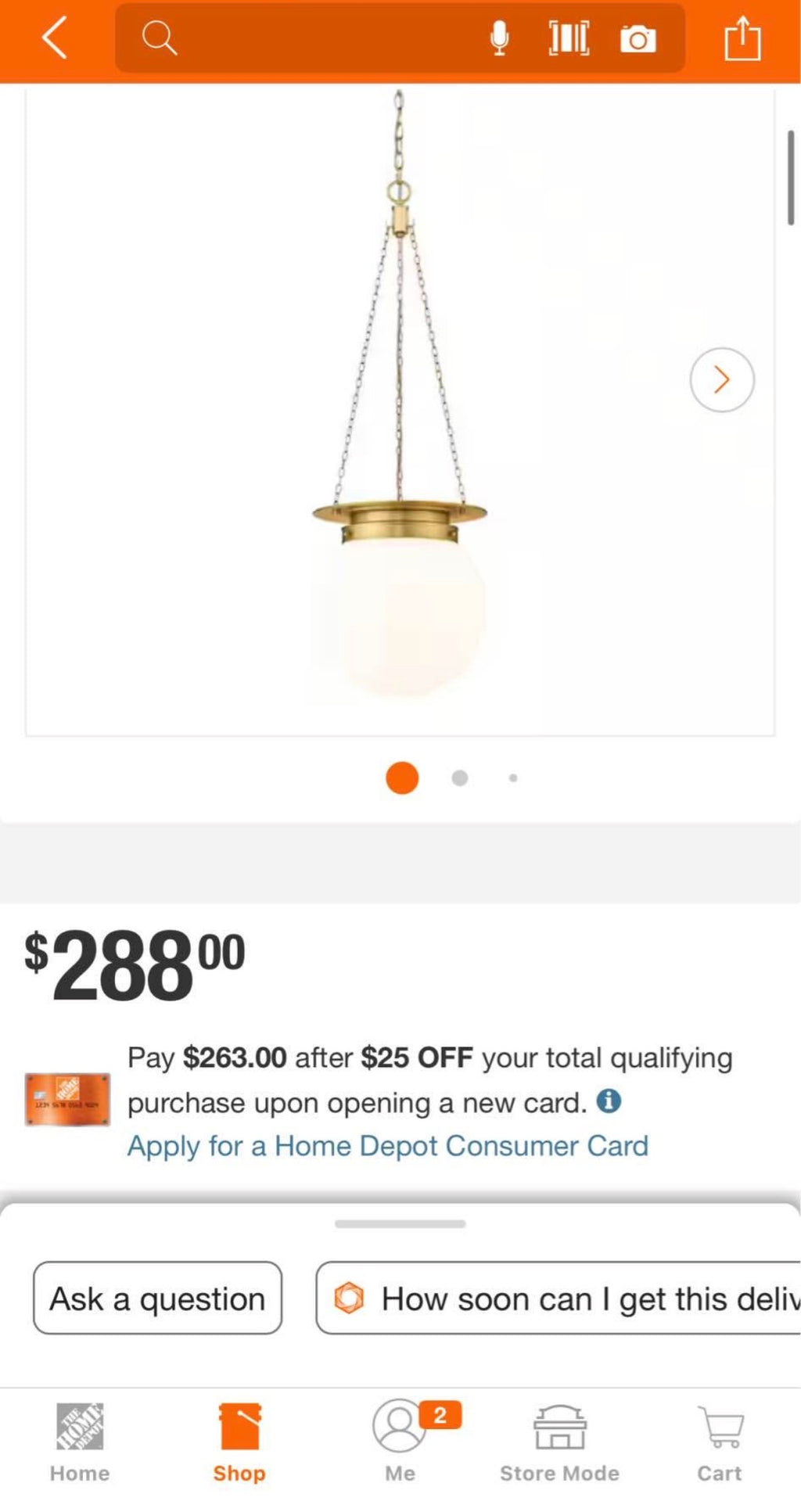 13 in. 1-Light Heritage Brass Pendant Light with White Opal Glass Shade