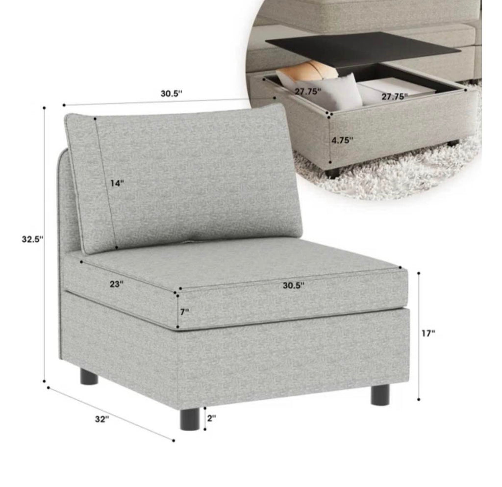 LOVMOR 2 PCS Armless Modular Sectional Sofa Seat