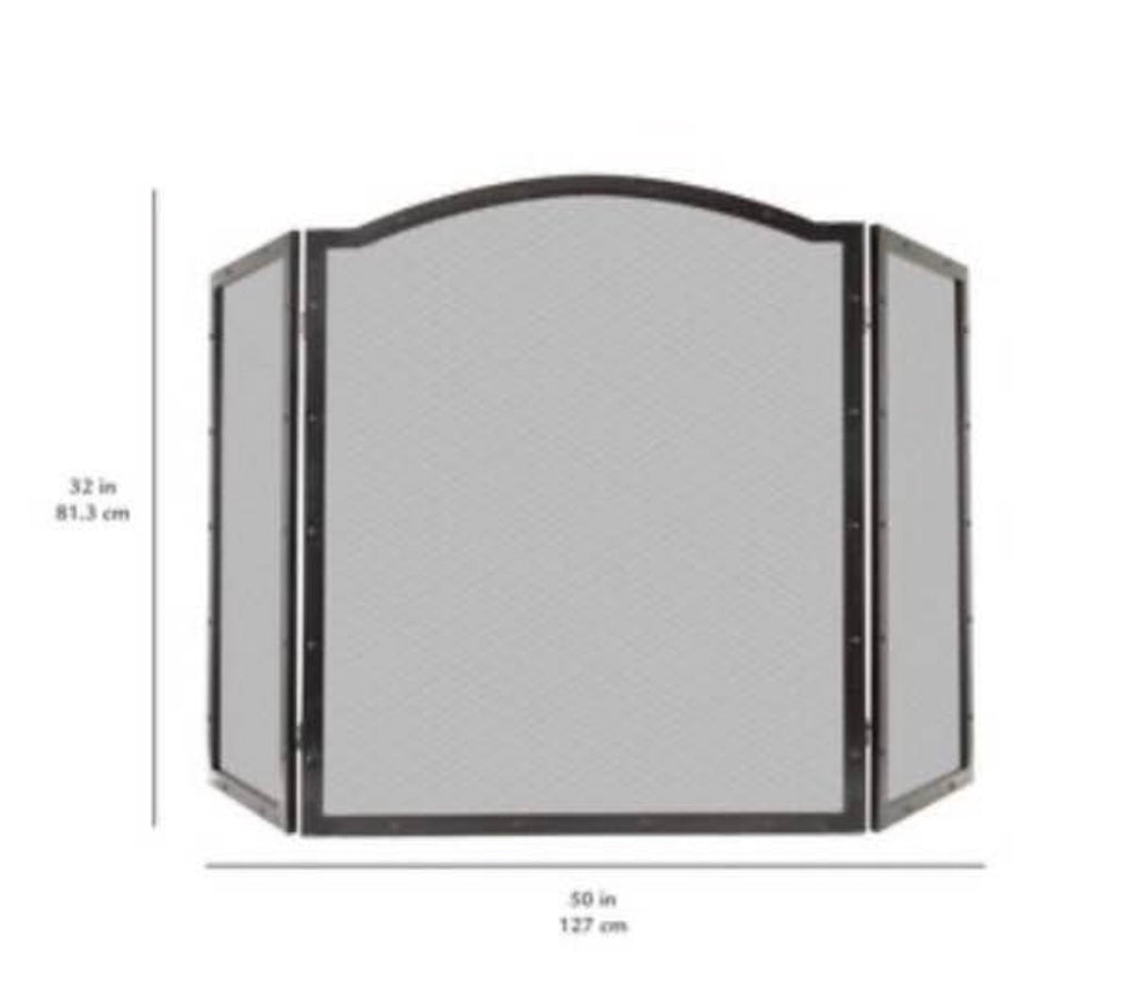 50-in Antique Black Steel 3 -Panel Arched Fireplace Screen