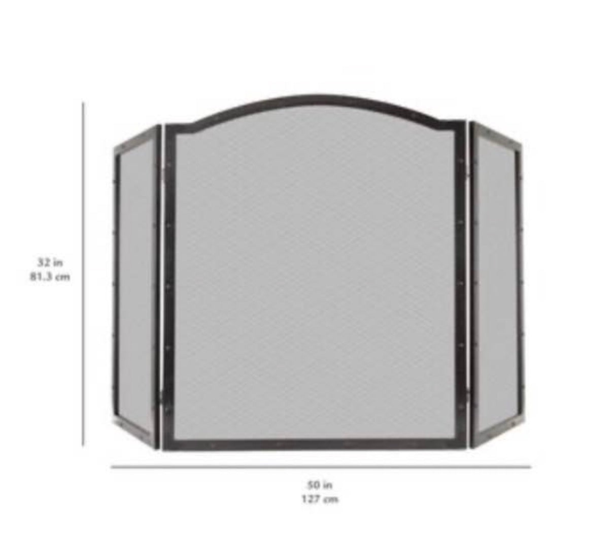 50-in Antique Black Steel 3 -Panel Arched Fireplace Screen