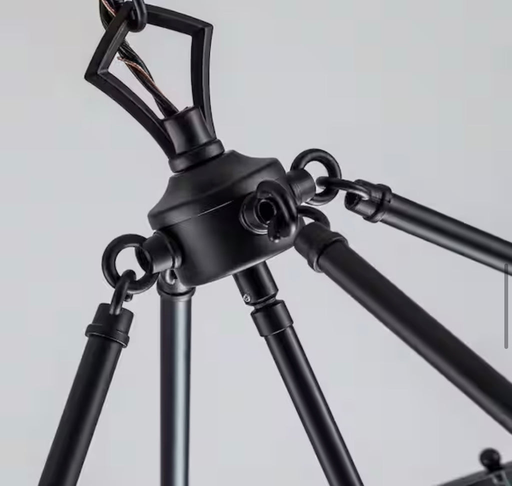 Industrial 4-Light Black Lantern Geometric Chandelier