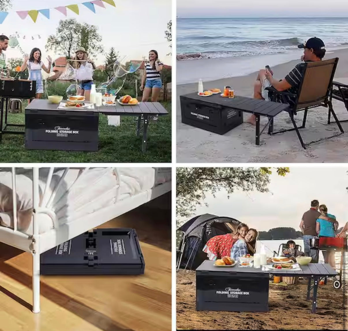 Folding Storage Box with Integrated Table