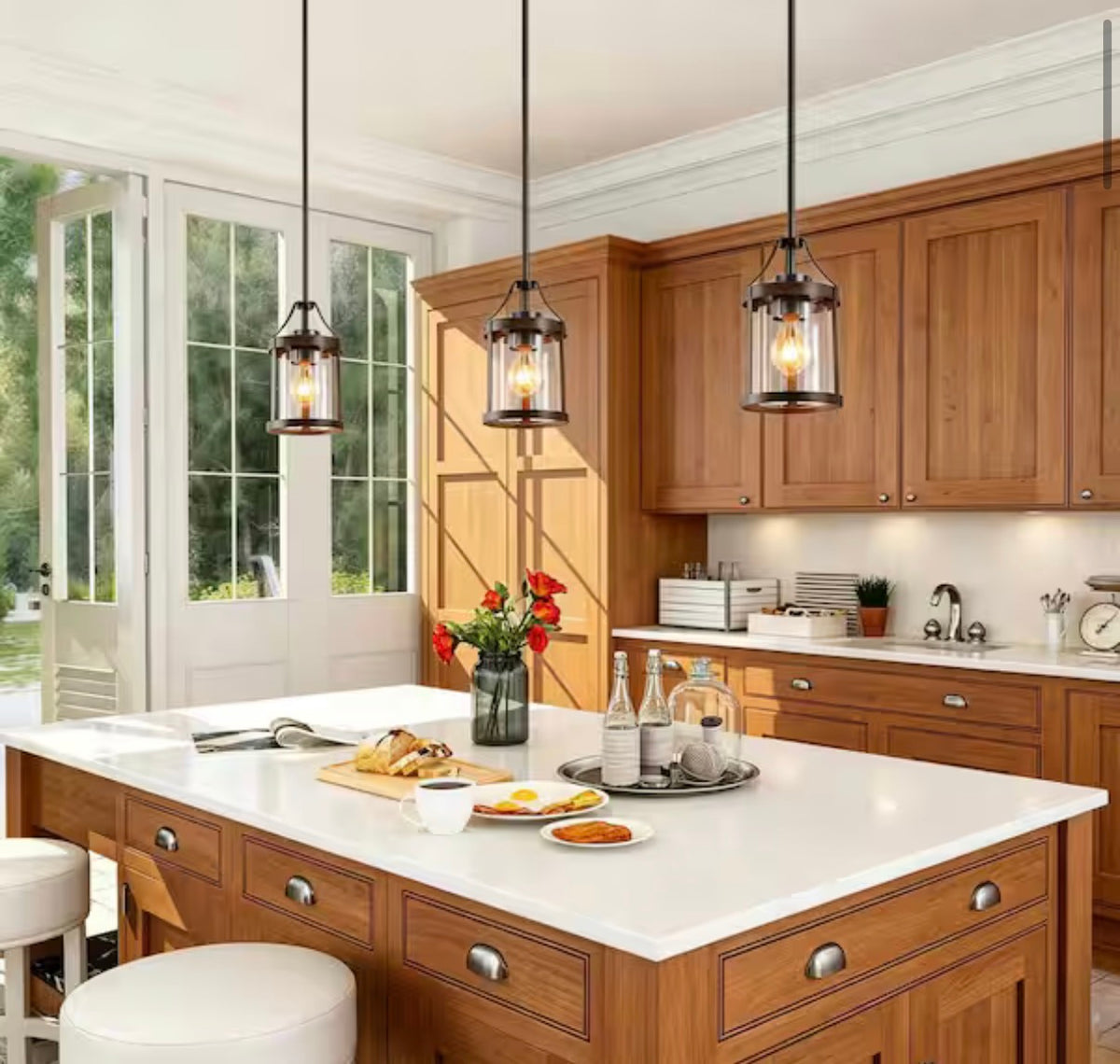 Modern Wood Accent Pendant light set of (2)