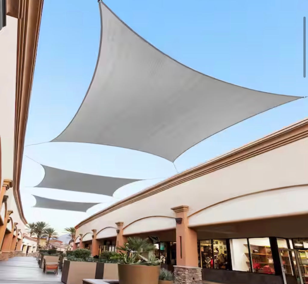 10 ft. x 10 ft. 190 GSM Grey Square Sun Shade Sail Screen
