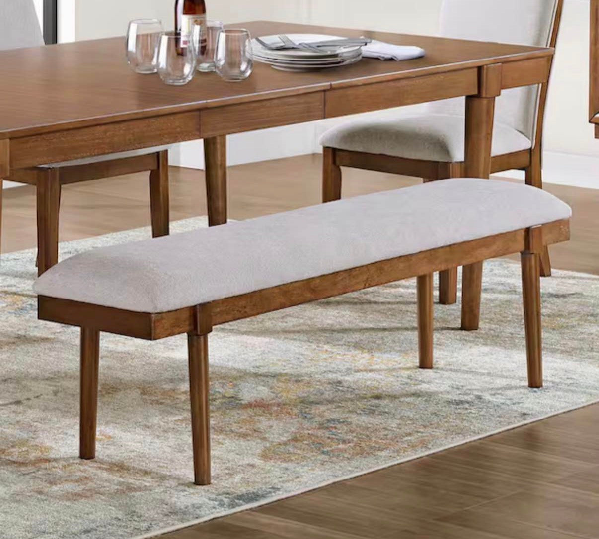 Lyncott Gray/Brown Dining Table Bench Backless