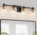 Black and Gold 4 Light Bathroom Vanity Light