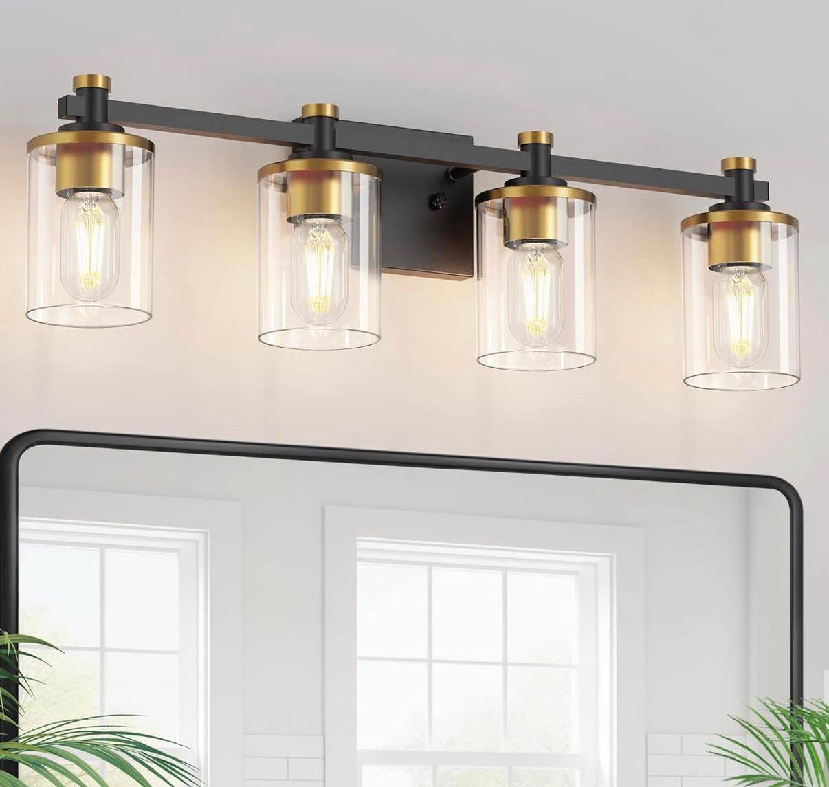 Black and Gold 4 Light Bathroom Vanity Light
