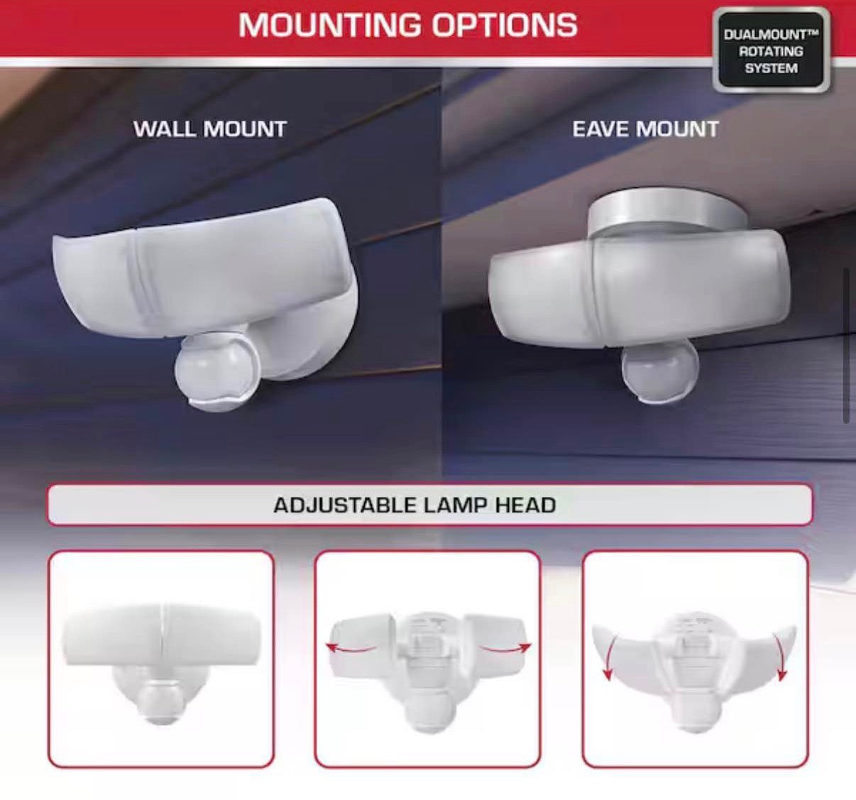 2000 Lumens MaxDetect 240° White Motion Sensor Flood Light