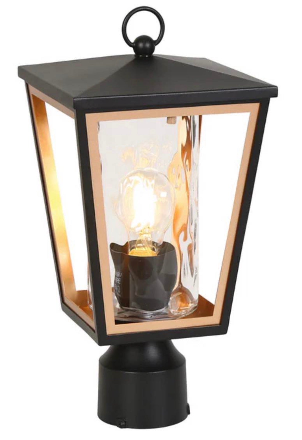 Modern 15.7 in. 1-Light Black Gold Metal Outdoor Post Light