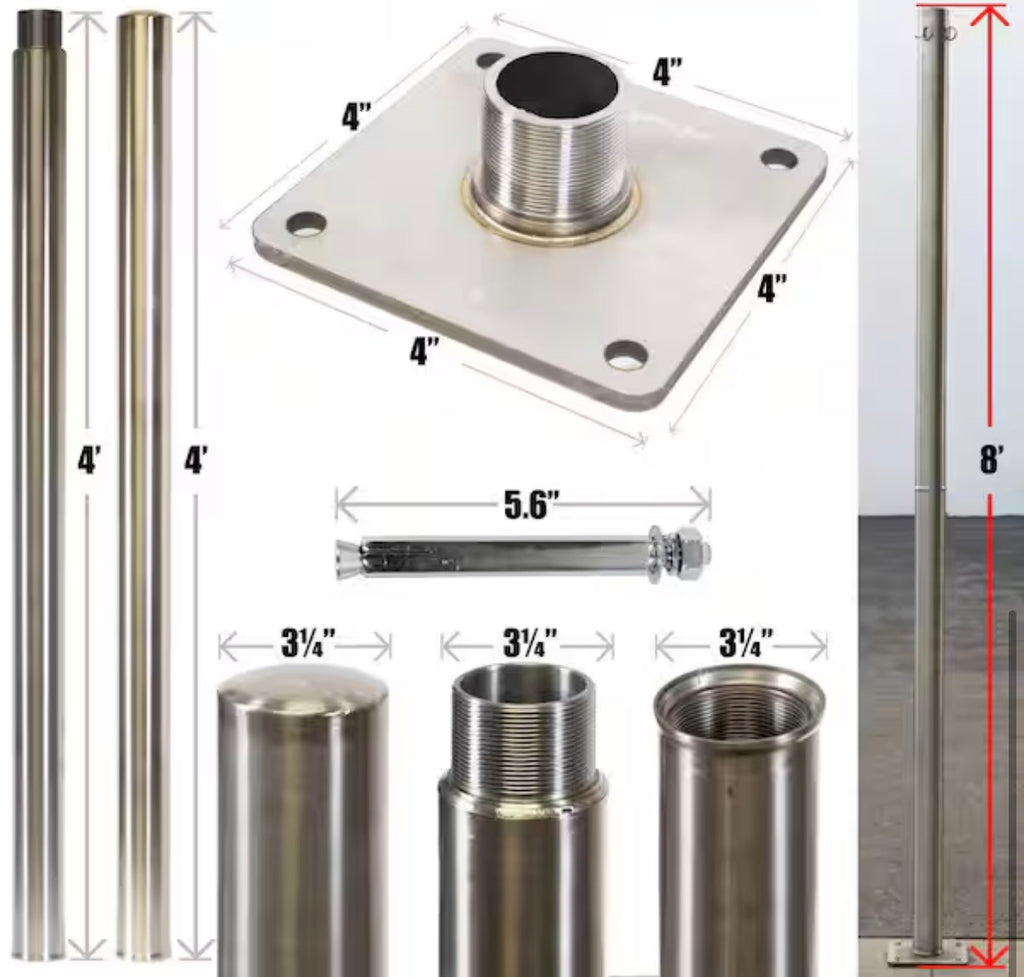 8 ft. Stainless Steel Pole and Kit for Sun Shade Sails