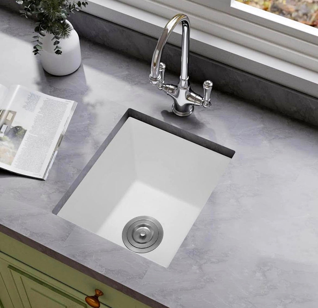 Small White Bar Sink 13×15 Inch