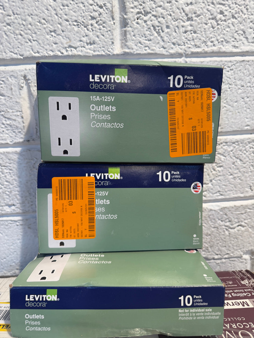 15 Amp 125 V Duplex Outlet/Receptacle, (10-Pack)