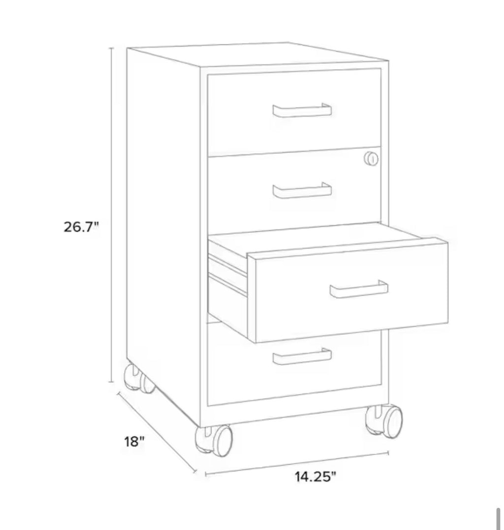 Navy Blue 4-Drawer Mobile File Cabinet