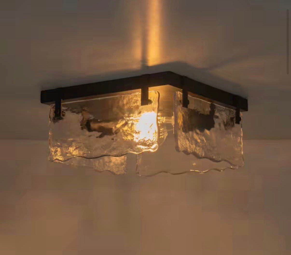 11.81 in. 2-Light Black Rustic Ceiling Light Square Chandelier
