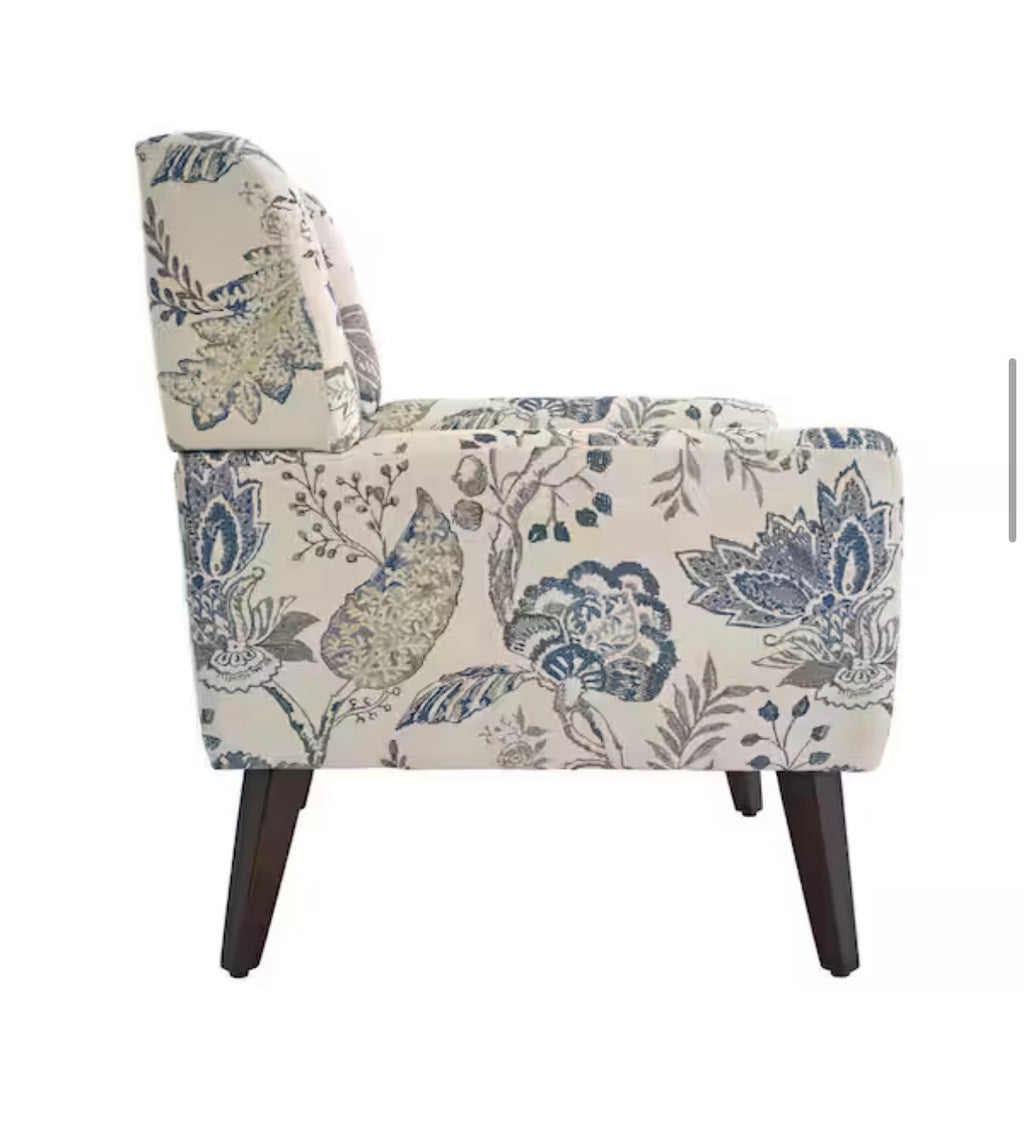 Multicolor Leaf Pattern Linen Upholstery Arm Chair (Set of 1)
