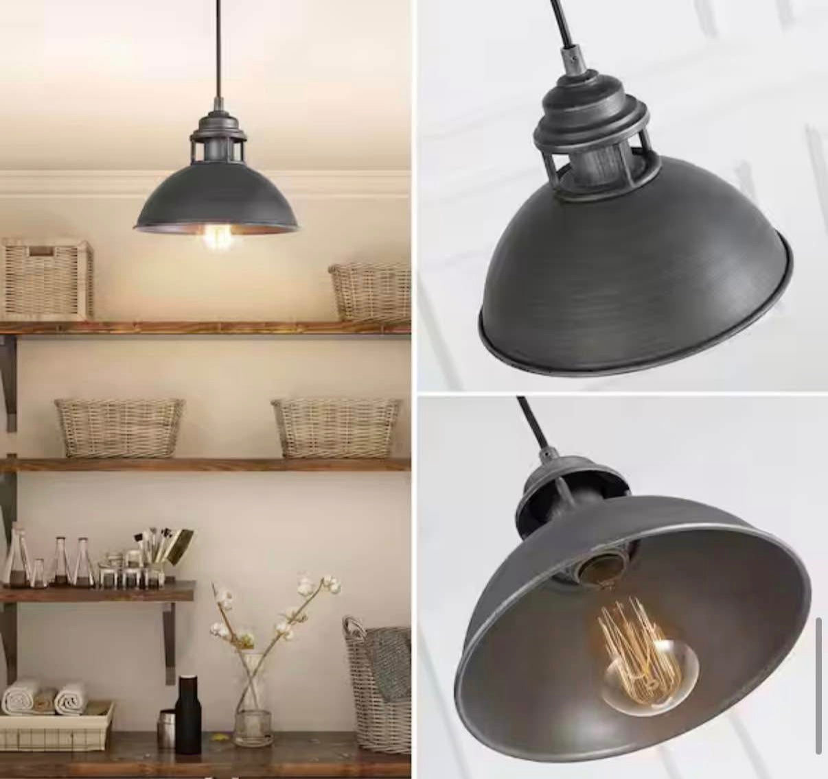 Brushed Silver and Black Island Pendant Light