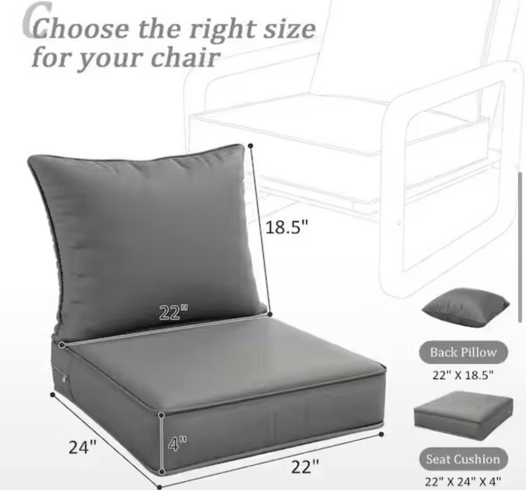 22 in. x 24 in. x 4 in. Square Outdoor Chair Cushion Light Grey
