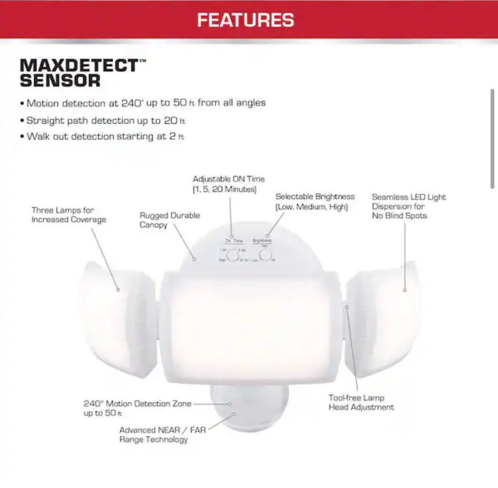 Defiant Motion-Activated LED Flood Light 3000 lumens