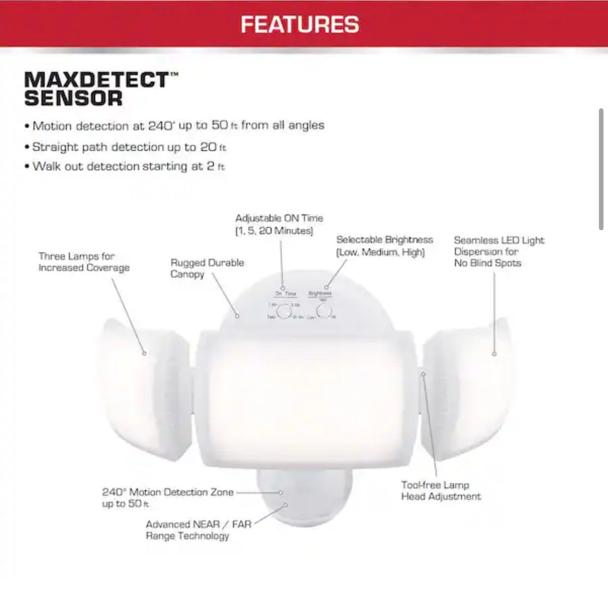 Defiant Motion-Activated LED Flood Light 3000 lumens