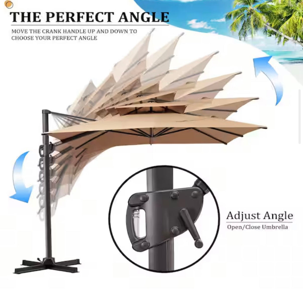 11.5 ft. x 9 ft. Double Top 360° Rotation Cantilever Patio Umbrella