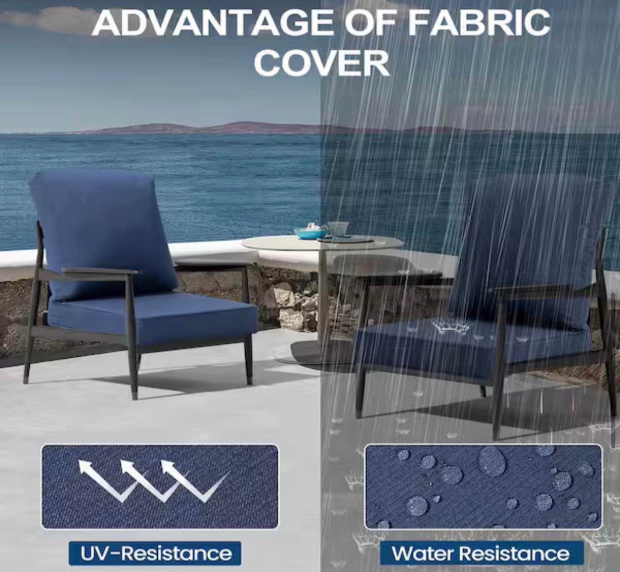 21 in. x 22 in. Outdoor Chair Cushion in Navy Blue