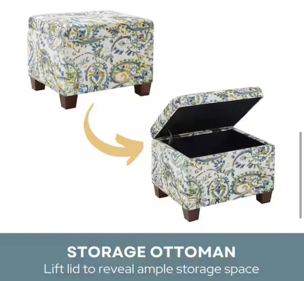Madison Paisley Fabric Storage Ottoman
