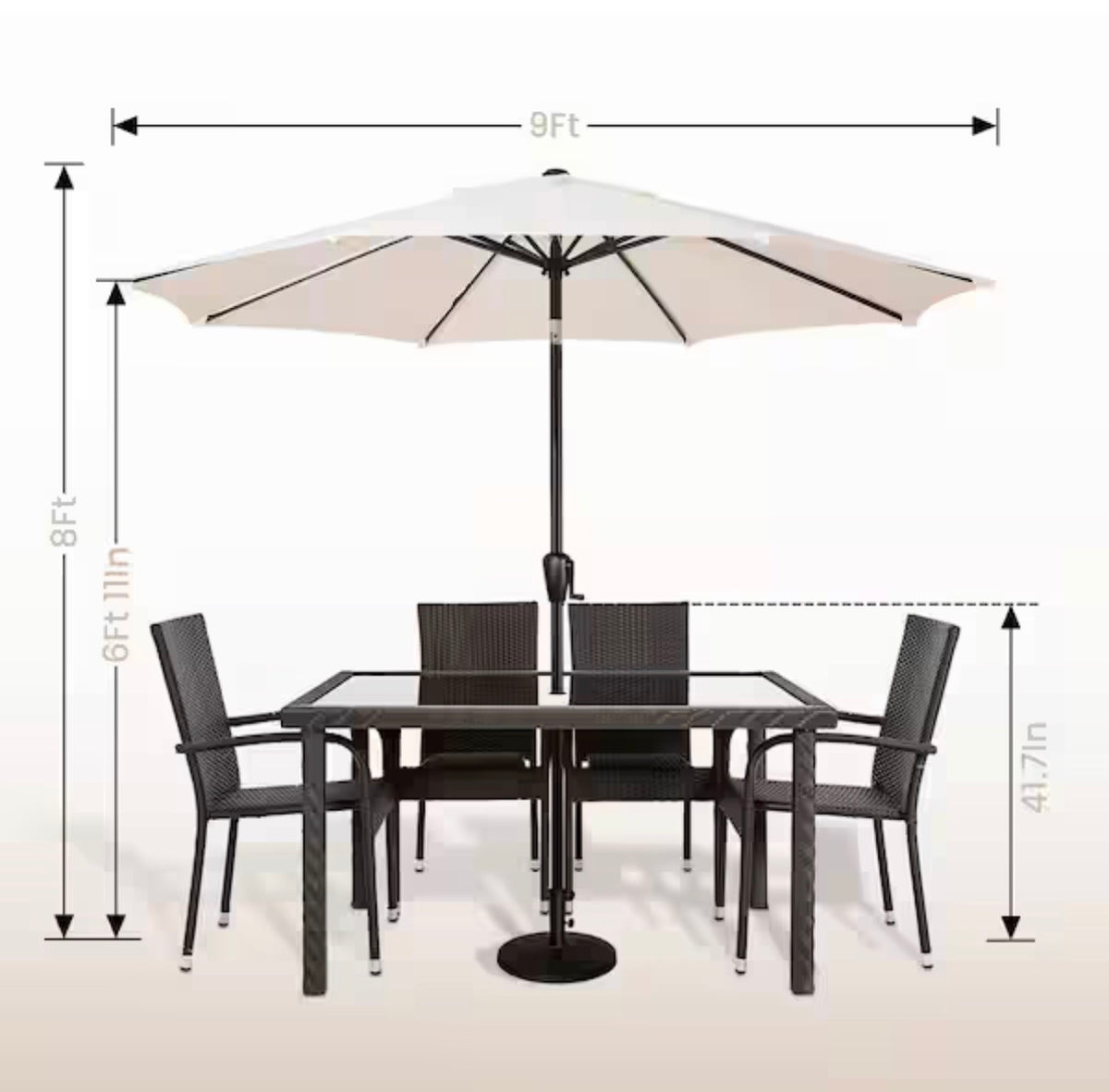 9 ft. Round 8-Rib Steel Market Patio Umbrella in Creamy Beige