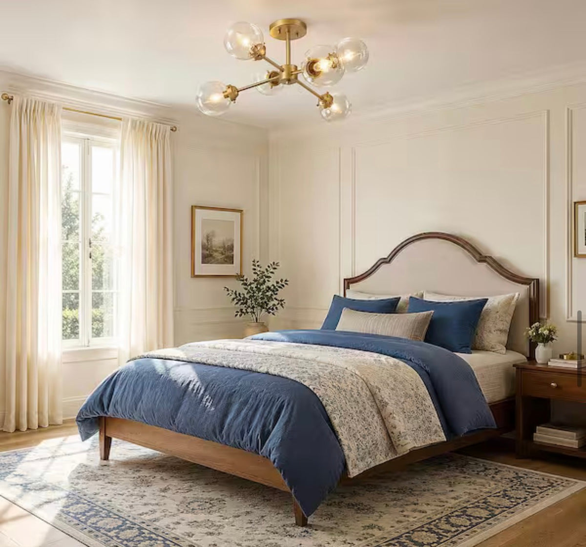 Modern Gold Sputnik 6-Light Semi-Flush Mount Ceiling Light