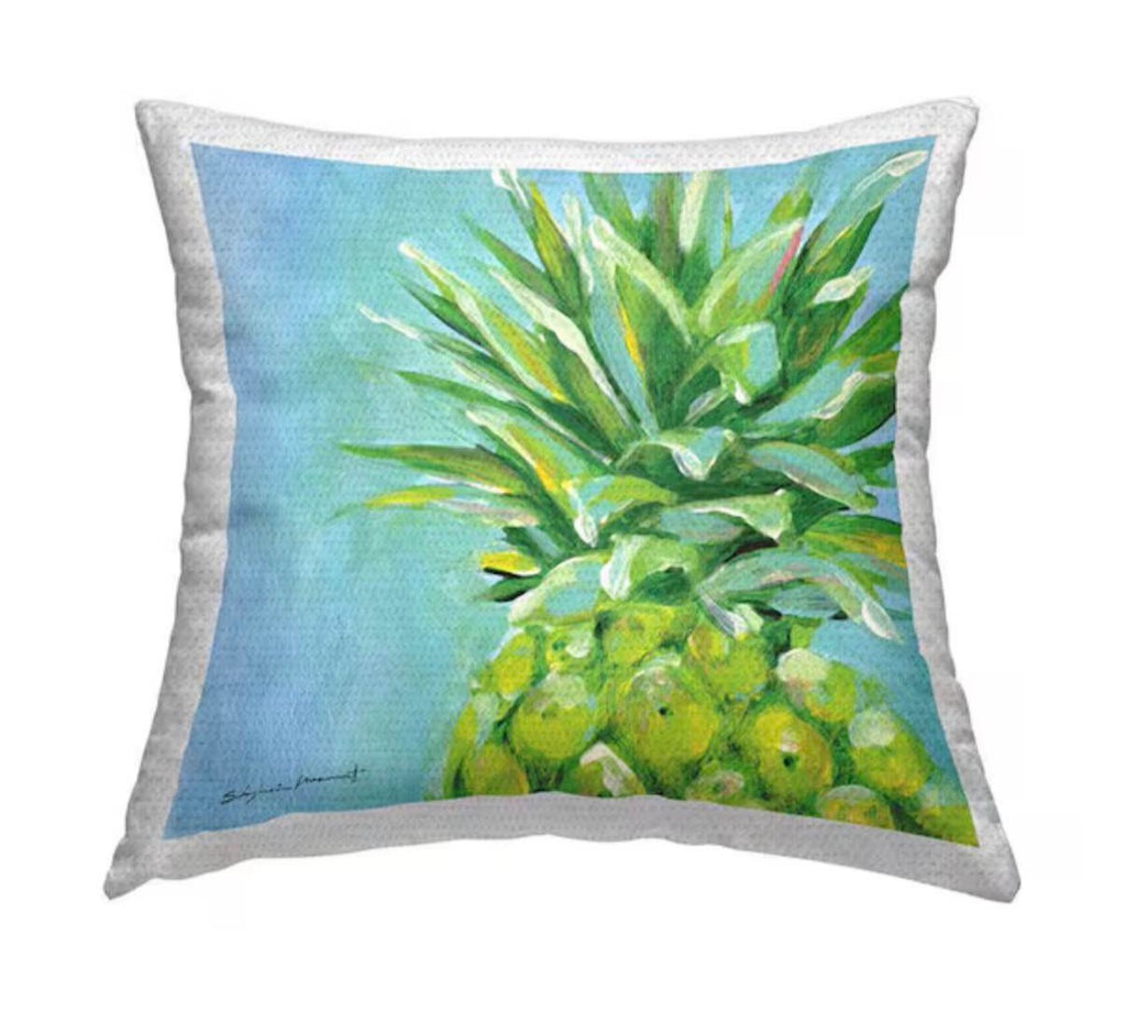 Green Square Outdoor Throw Pillow