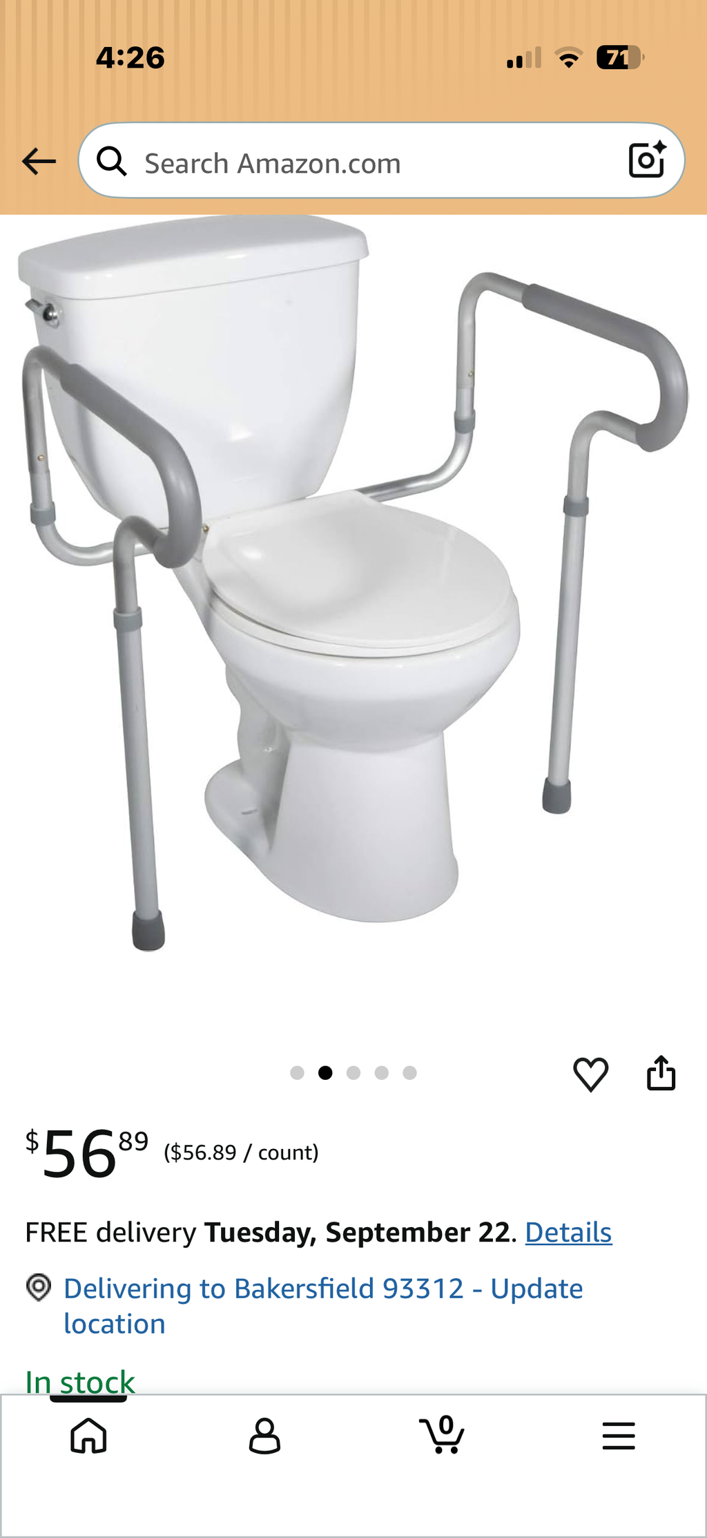 Toilet Safety Frame with Padded Arms
