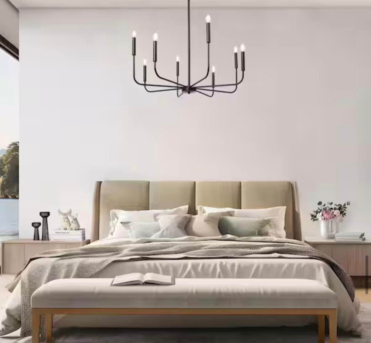 Industrial 31.5 in. 8-Light Black Candlestick Chandelier