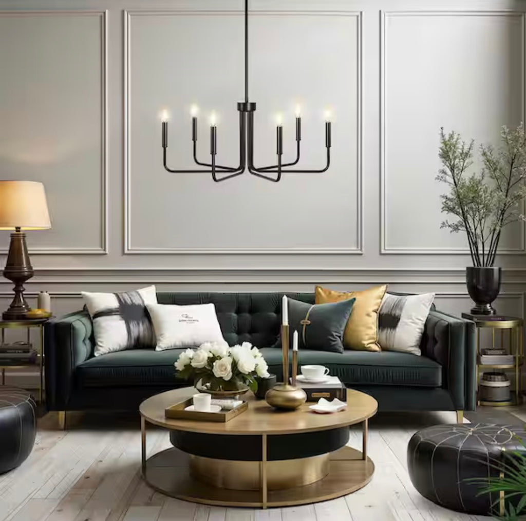 28 in. 6-Light Black Farmhouse Chandelier