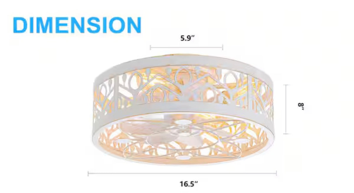 16.5 in. Gold/White Flush Mount  Ceiling Fan with Light Kit