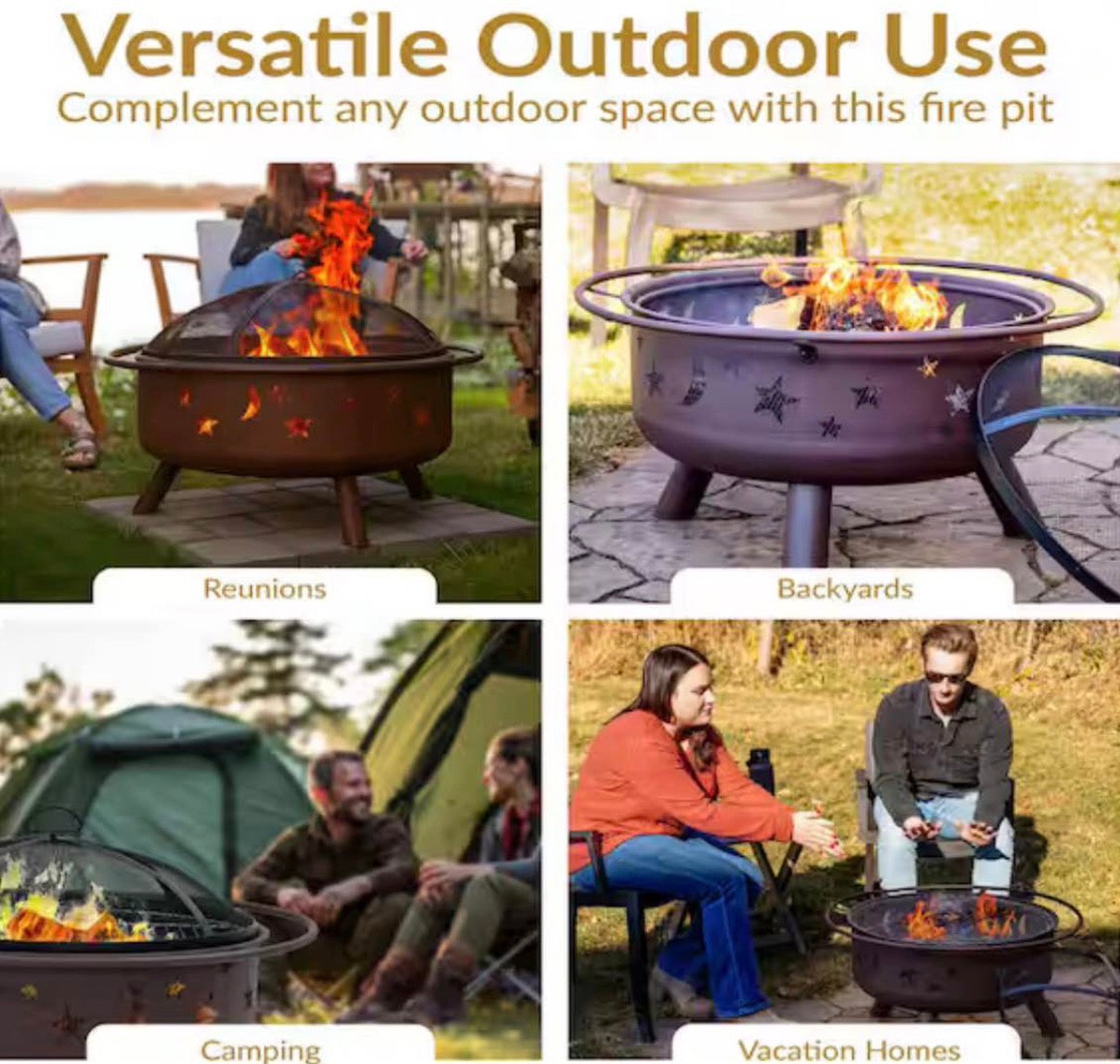 Cosmic 30 in. x 20 in Fire Pit with Cooking Grill