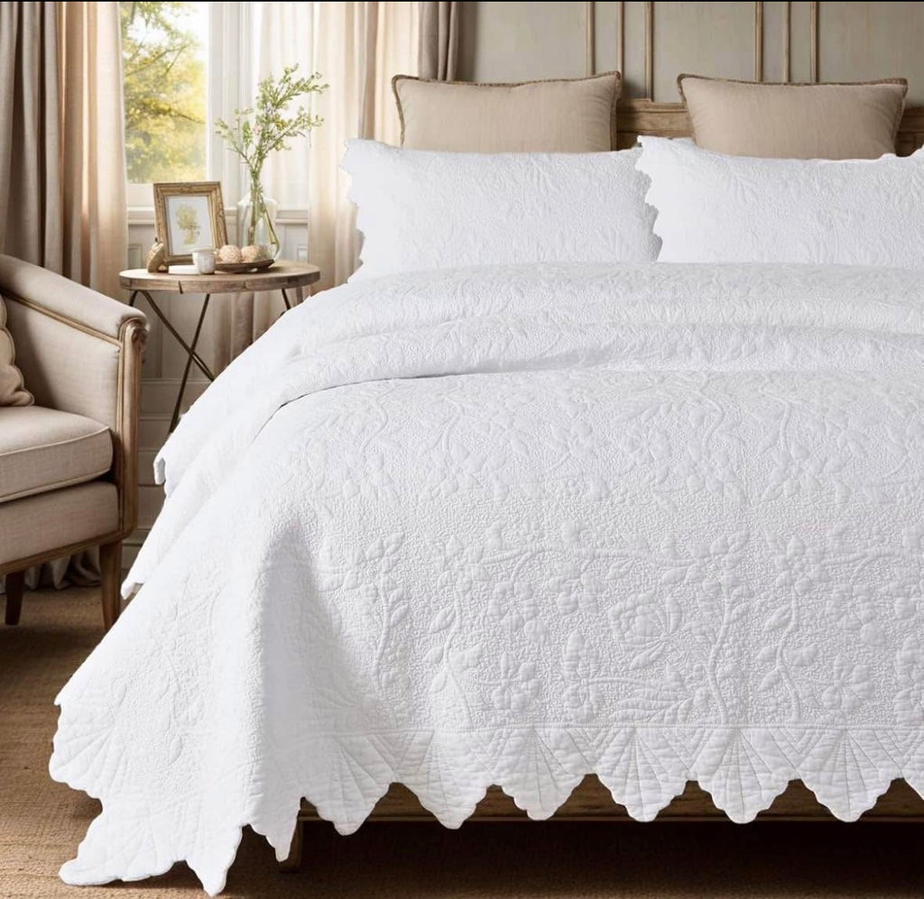 Brandream White Quilt Set Queen King Size