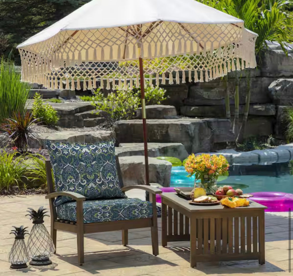 24 in. x 24 in. Outdoor Chair Cushion in Sapphire Aurora Blue