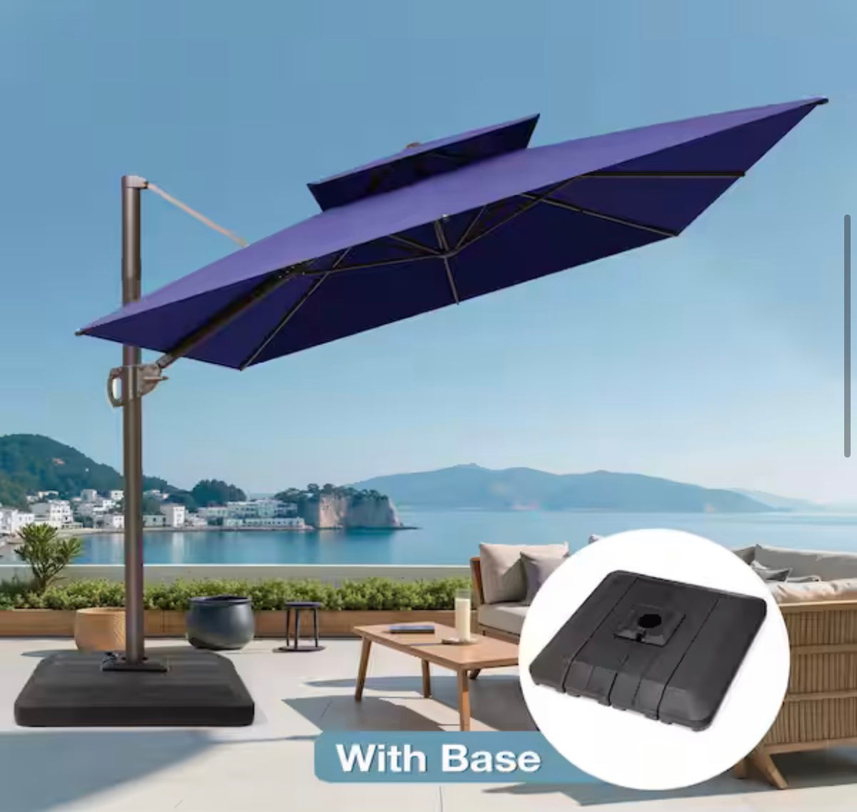 12 ft. x 9 FT. Outdoor Aluminum Cantilever Umbrella